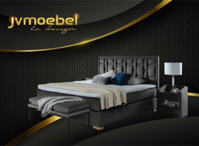 Chesterfield двуспальная спальня из бархата с кроватями, каркасом кровати и прикроватной тумбой, 3 предмета.